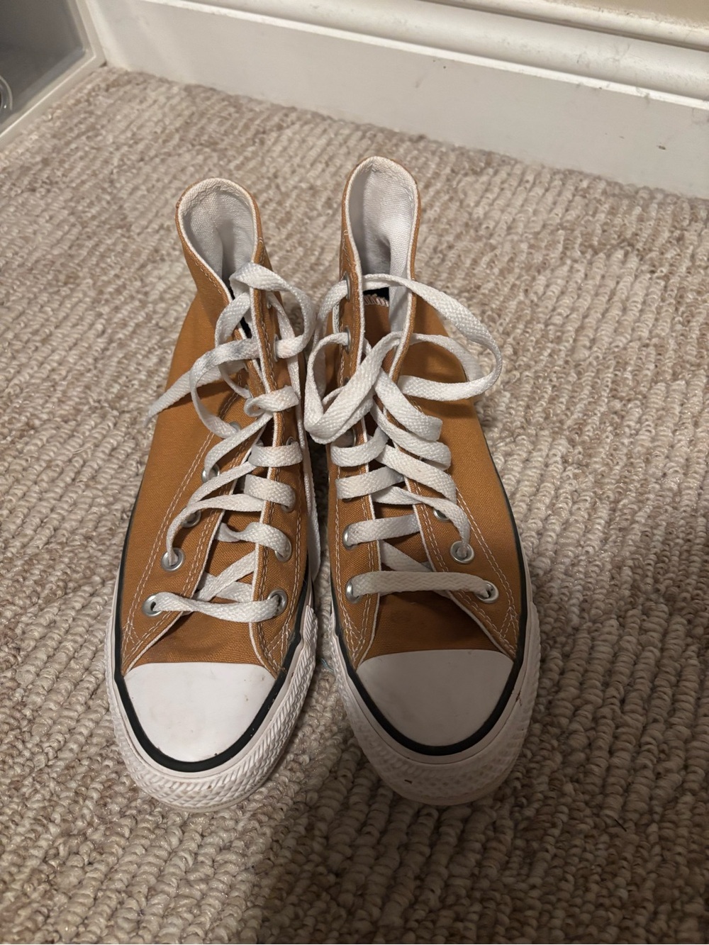 Converse High-Top Sneakers in Tan with White Accents